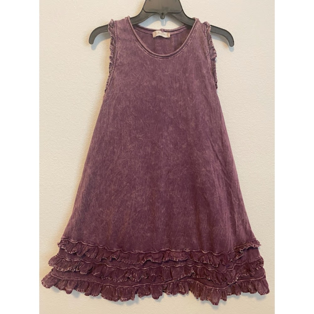 Altar'd State Purple Acid Wash Babydoll Ruffle Dress Size Small